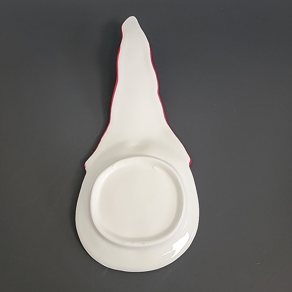 Gnome Spoon Rest Merry Christmas 10 Inches Long Stars Christmas Tree Red White - Picture 3 of 6
